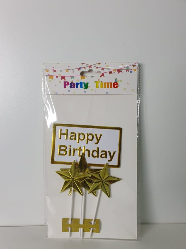 Happy Birthday Cake Topper  (Gold)