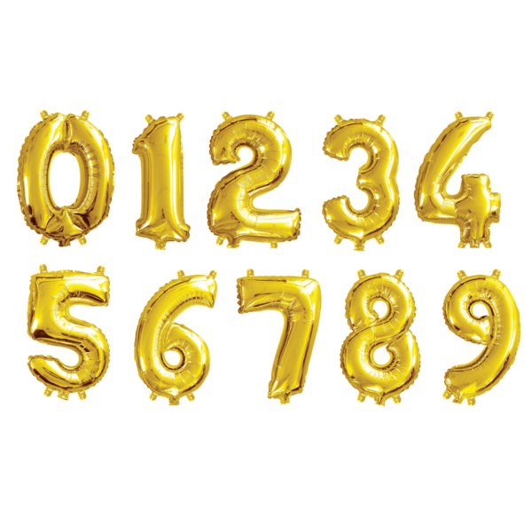 Gold Number Foil Balloons - (0-9)