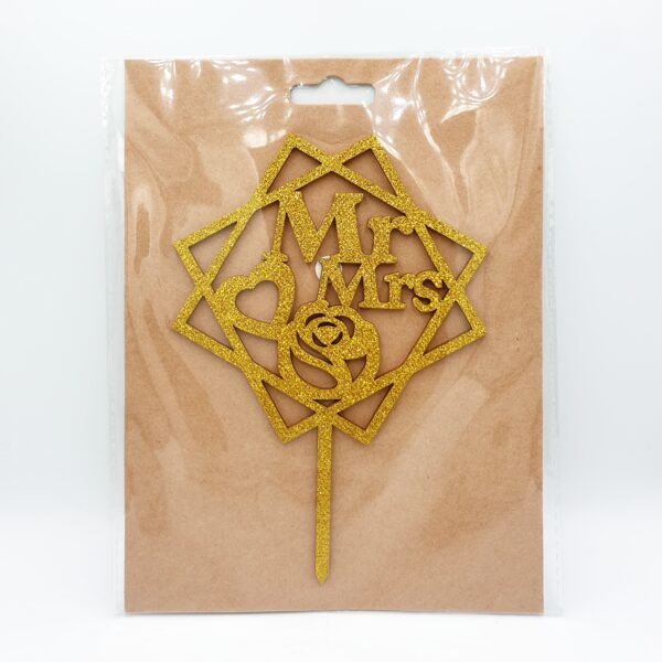 Mr & Mrs Cake Topper - Gold