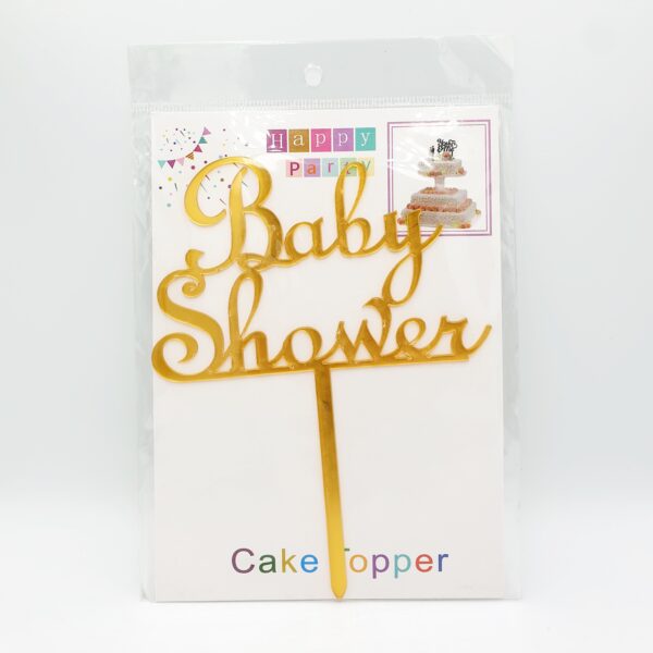 Baby Shower Cake Topper - Gold