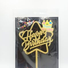Happy Birthday Cake Topper - Gold