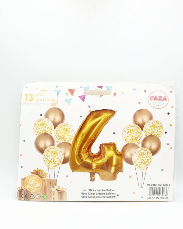 13 Piece Foil balloon Set - 4 - Gold