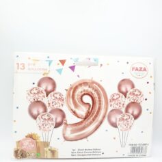 13 Piece Foil Balloon Set - 9 - Rose Gold