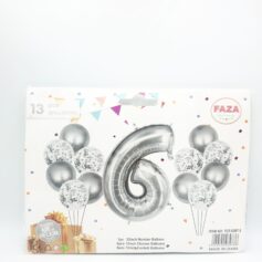 13 Piece Foil Balloon Set - 6 - Silver